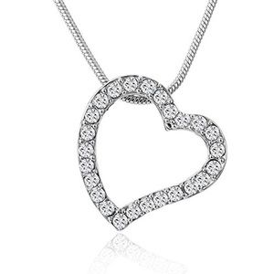 Swarovski Crystal Open Heart Necklace Silver